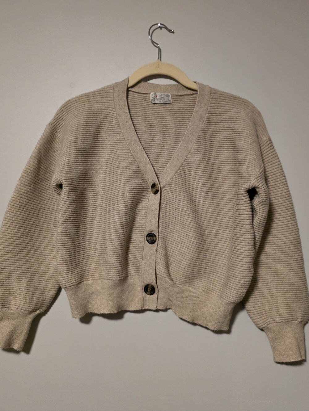 Ribbed V-Neck Cardigan Sweater